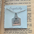 (The Alma) Silver "Stay Punchy" Cow Tag pendant Necklace 18' chain