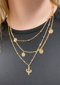 (The Lila) Layered Fine Necklace Gold with Cactus