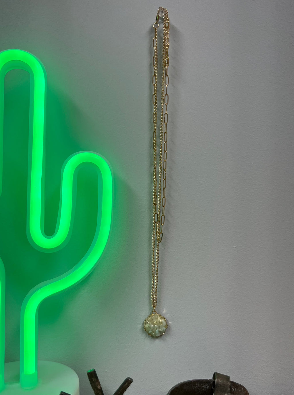 (The Callie) Gold layered necklace with turquoise