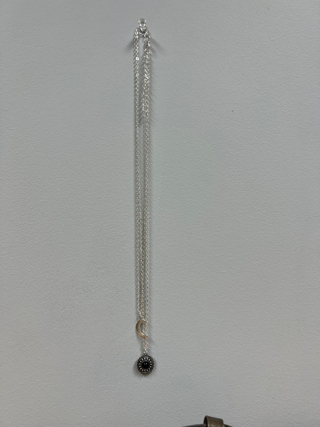 (The Isla) Double Layered Crescent Moon and Black Gem