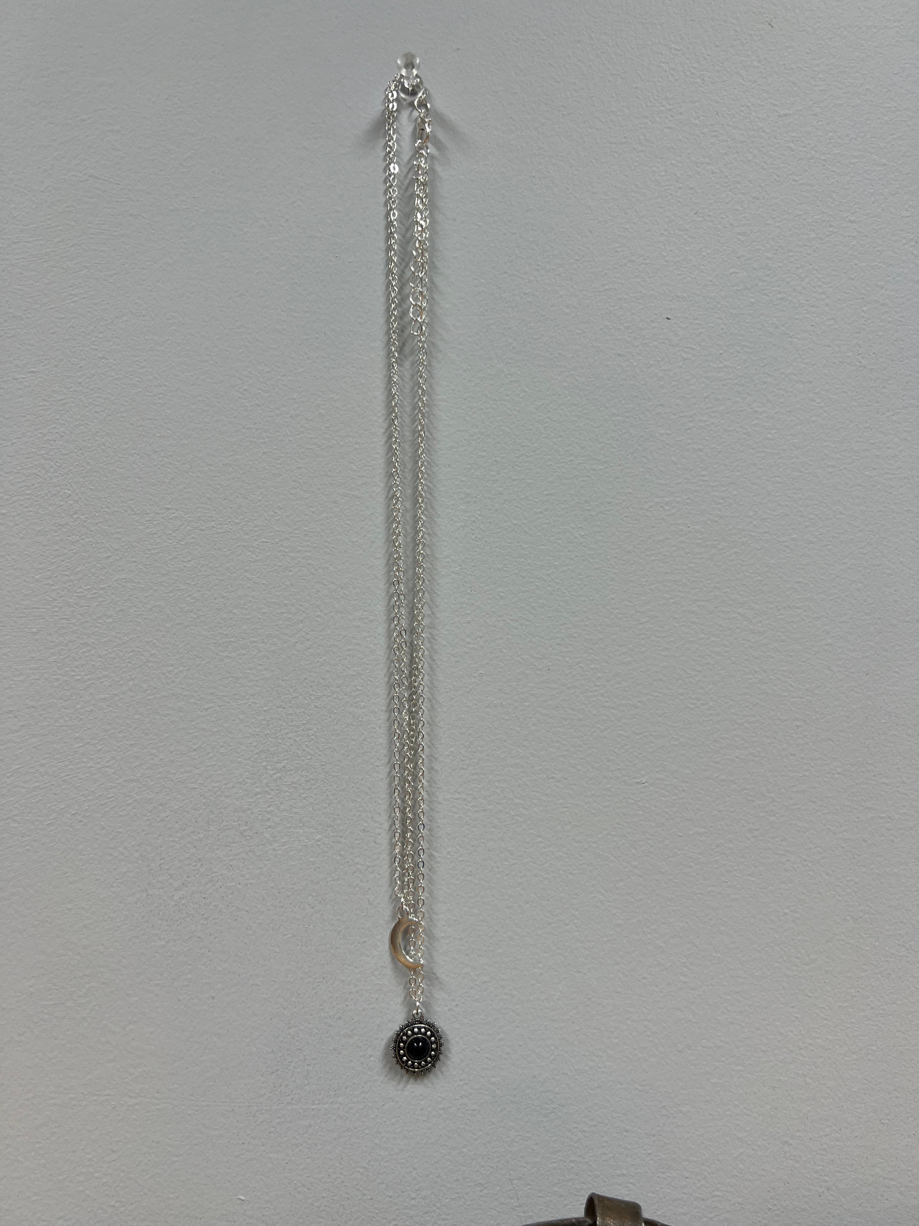 (The Isla) Double Layered Crescent Moon and Black Gem