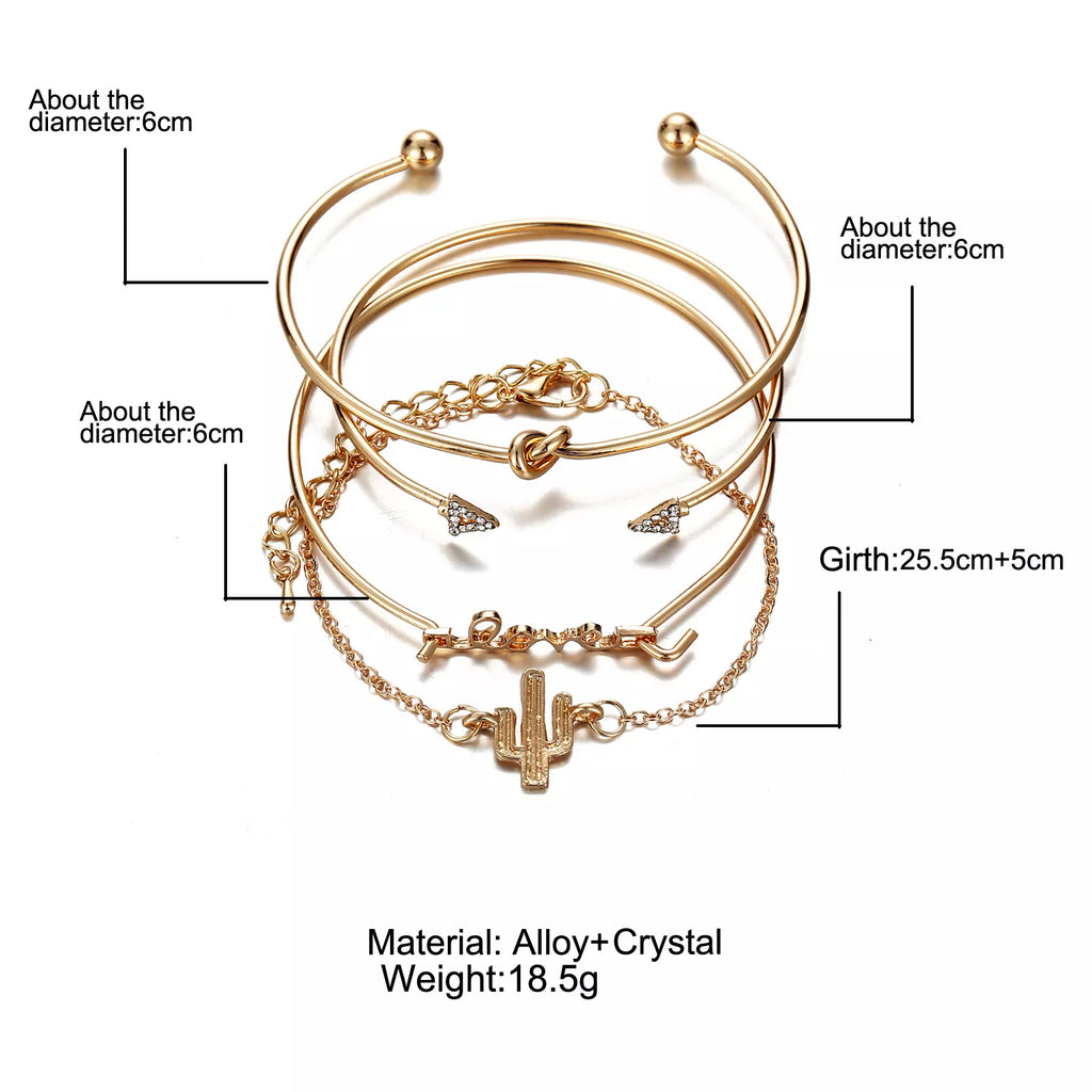 (The Rose) Set of 4 gold bangle/bracelet set