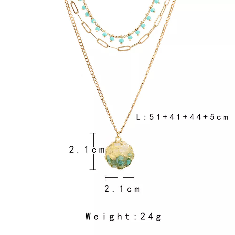 (The Callie) Gold layered necklace with turquoise